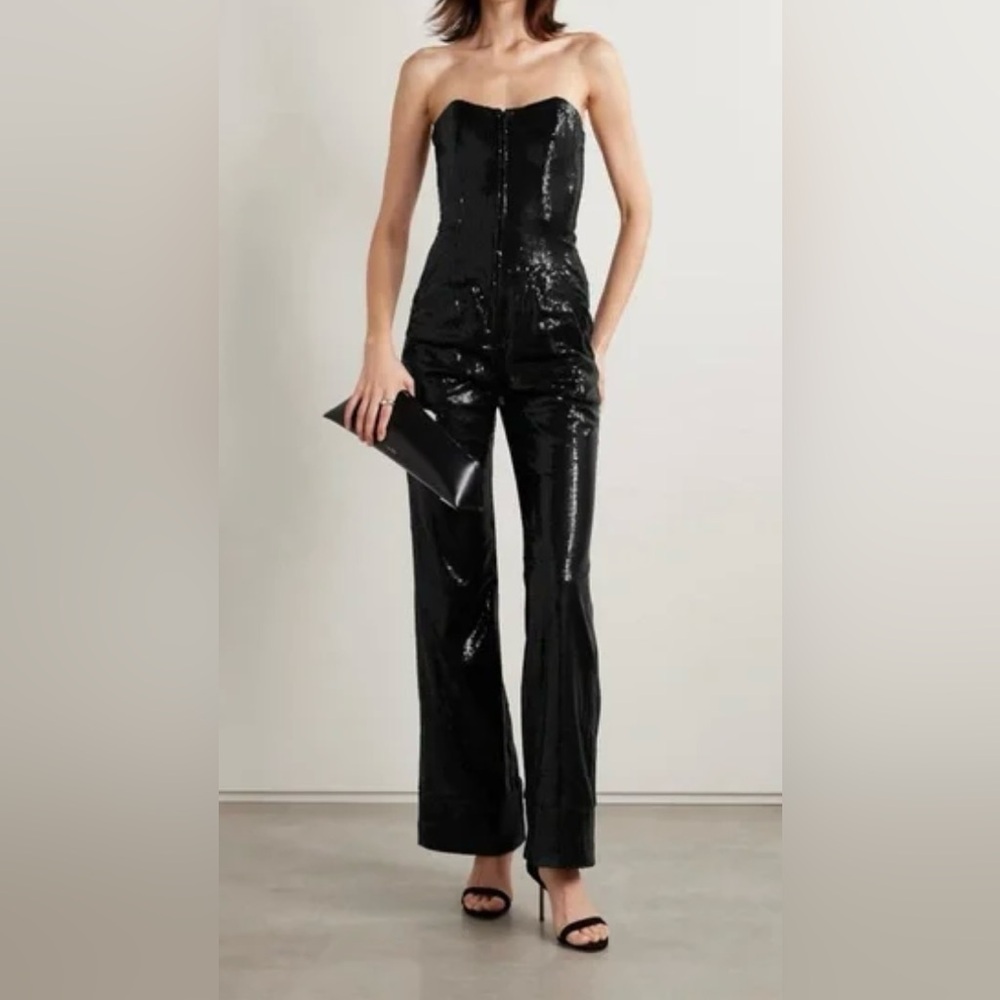 Rivet. Utility Black Sequin Wide-Leg Jumpsuit